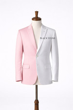 Men 2Pc Two Tone Bespoke Country Western Groom Wedding Cocktail Party Outfit
