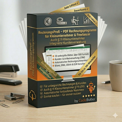 Rechnungsprogramm Excel PDF §19 Kleinunternehmer Rechnung erstellen Win & Mac  