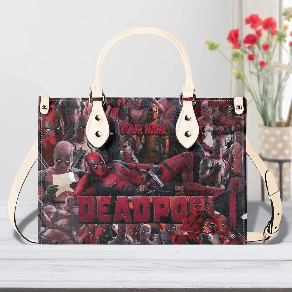 Personalized Deadpool Leather Handbag, Deadpool Lovers Women's Leather Bag Gift