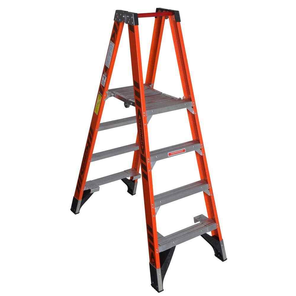 New-4 ft.Fiberglass Platform Twin Step Ladder (10 ft.Reach Height)-New