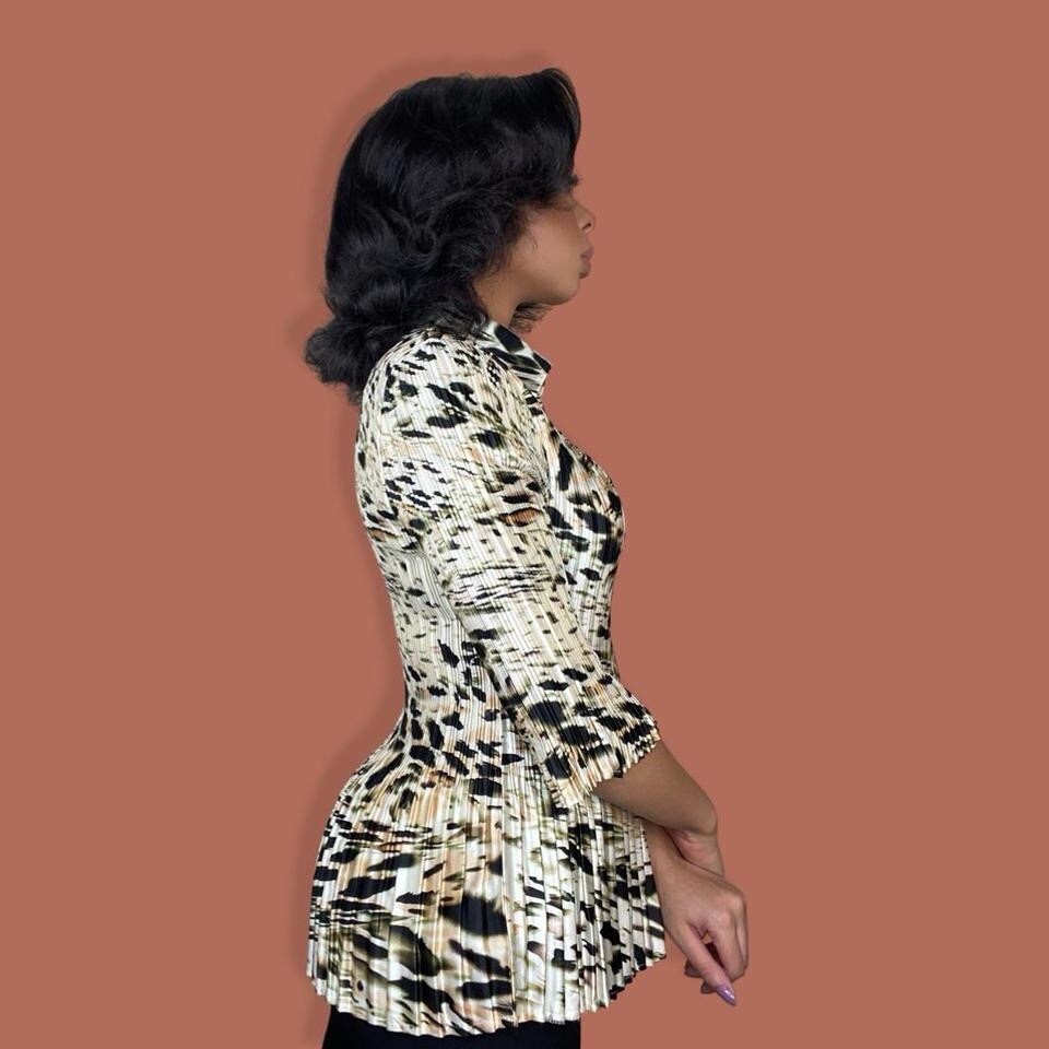 Funky Pattern Ribbed Blouse - image 3