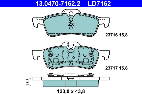 ATE 13.0470-7162.2 Brake Pad Set, disc brake for MINI