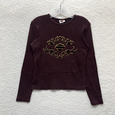 Y2K Vintage Harley Davidson Top Shirt Medium Brown Cyber Fairy Grunge Whimsigoth