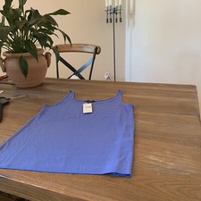 NWT Eileen Fisher BLUBL Stretch Silk Jersey Scoop Neck Long Cami Size M/M 98