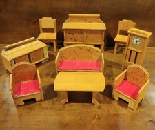 9 piece set Antique European Dollhouse Furniture ca 1910 -