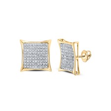 10kt Yellow Gold Womens Round Diamond Square Cluster Screwback Earrings 1/2 Cttw