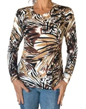 WOMEN'S RUTY MADE IN FRANCE ANGORA ANIMAL PRINT PULLOVER SWEATER M