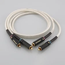 Pair 5N Silver Plated OFC Copper HI-FI Audio RCA Cable Interconnect Stereo Cable
