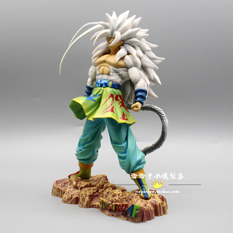 men adult , white hair large , tail , ssj5 , Goku 