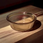 Vintage Pyrex Corning Round Amber Vision Ribbed Glass Pint Bowl C 16 -B Visions