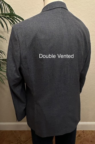 VAN HEUSEN MENS BLAZER SIZE 48 BLUE CHECK SPORT COAT POLY BLEND SUIT JACKET - Picture 7 of 11