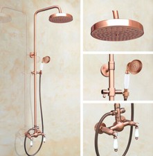 Antique Copper Wall Mounted Bathroom Rainfall Shower Faucet Set Mixer Tap 2rg585