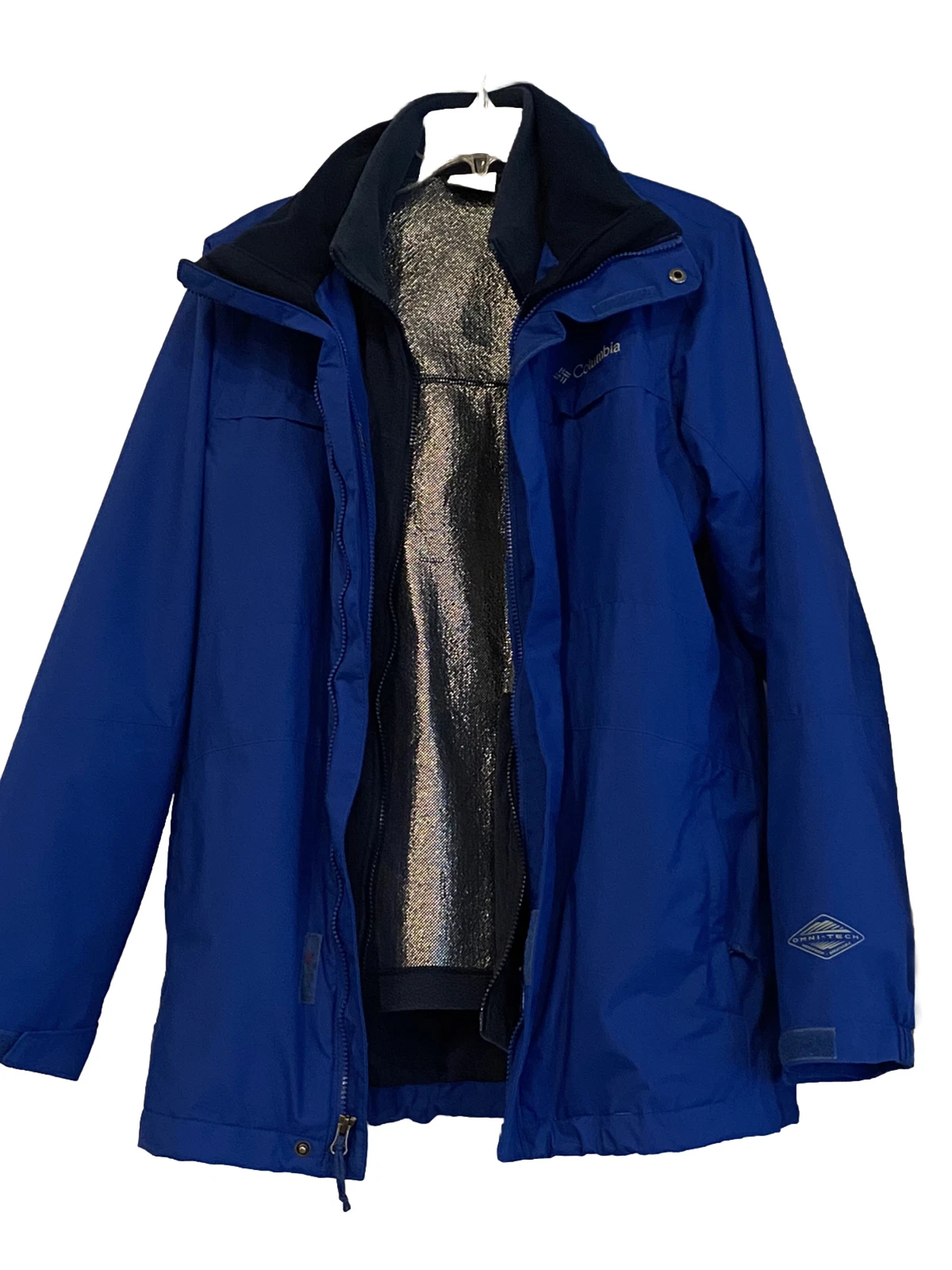 Columbia Mens Blue Peak Insulated Ski Snow Jacket Coat Zip-Up with Fleece Small