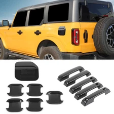 Carbon Fiber Exterior Door Handle Bowl Fuel Filler Gas Kit For Ford Bronco 2021+