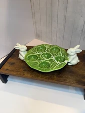Threshold Target Stoneware Cabbage Bunny Rabbit Deviled Egg Serving Platter NEW