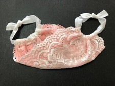 Washable Reusable Lace Face Mask Cover in White With Blush