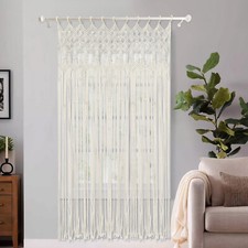 White Macrame Wall Hanging Tapestry Curtains Boho Curtain Handmade Wall Decor