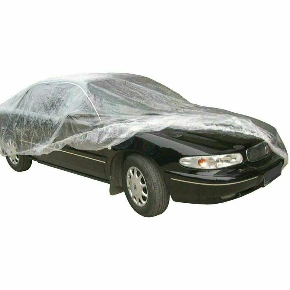 Pack de 2 fundas de plástico transparentes impermeables para coche universales para lluvia nieve resistente al polvo Foto 3 de 4
