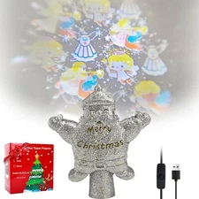 Christmas Tree Star Topper, Silver Santa Claus Tree Topper Projector, Snowflake