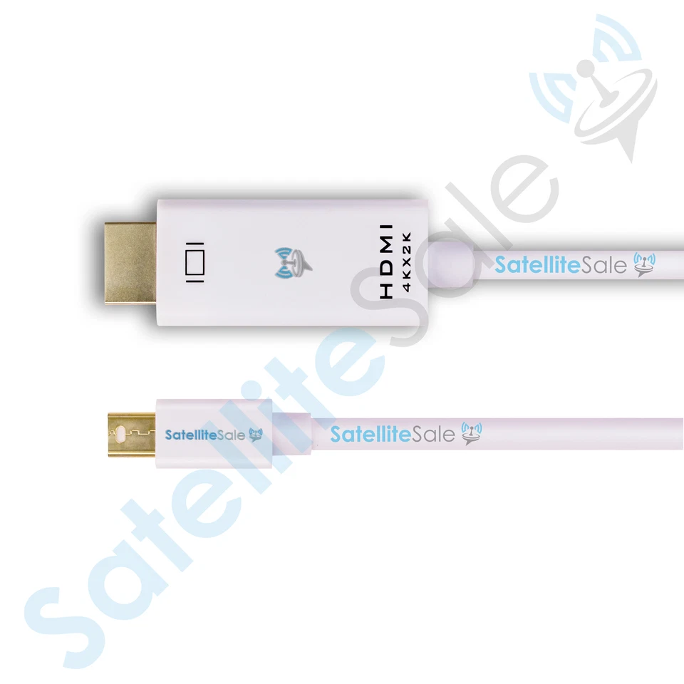 SatelliteSale Mini DisplayPort to HDMI 4K/60Hz Cable PVC White Cord - Image 4 of 4
