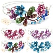 woman girl's Crystal Rhinestones metal dragonfly Headband head-wear Accessories