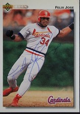 Felix Jose Cardinals 1991 Upper Deck #264 Autographed Signed Baseball Card 