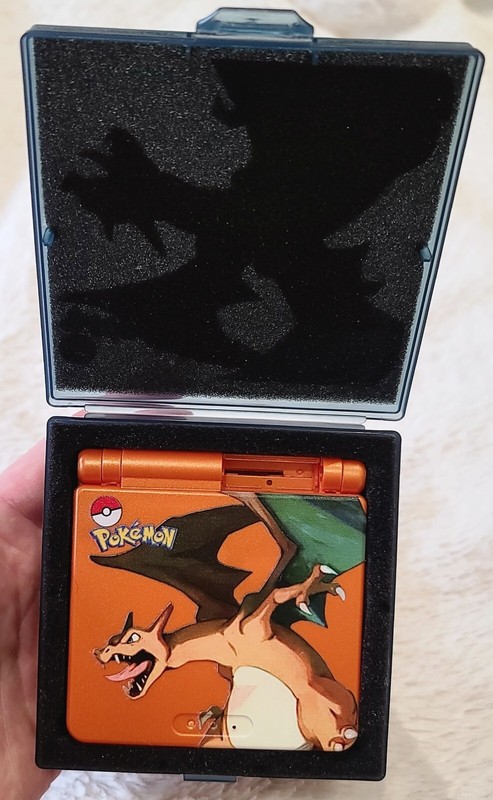 Nintendo Game Boy Advance SP Charizard Pokemon Replacement Shell And Custom Box