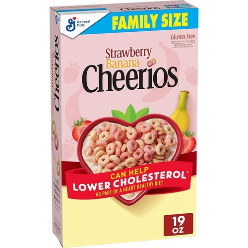 Cheerios Strawberry Banana Cereal with Whole Grain Oats, Heart Healthy, 19 Oz.