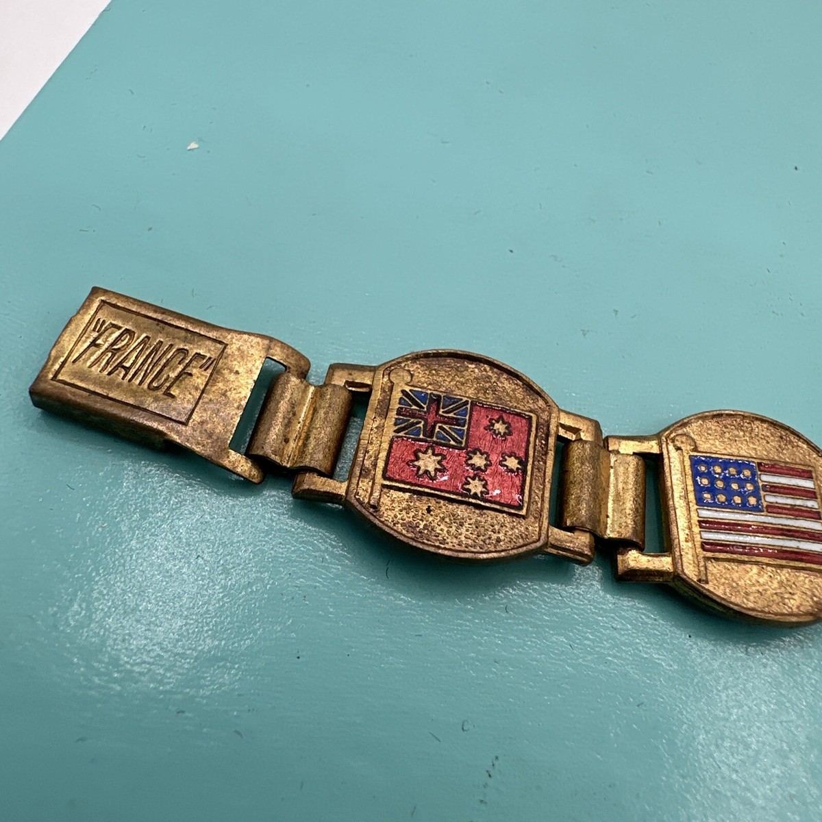 Vintage 1950s Paris France colorful enamel Souvenir Bracelet 