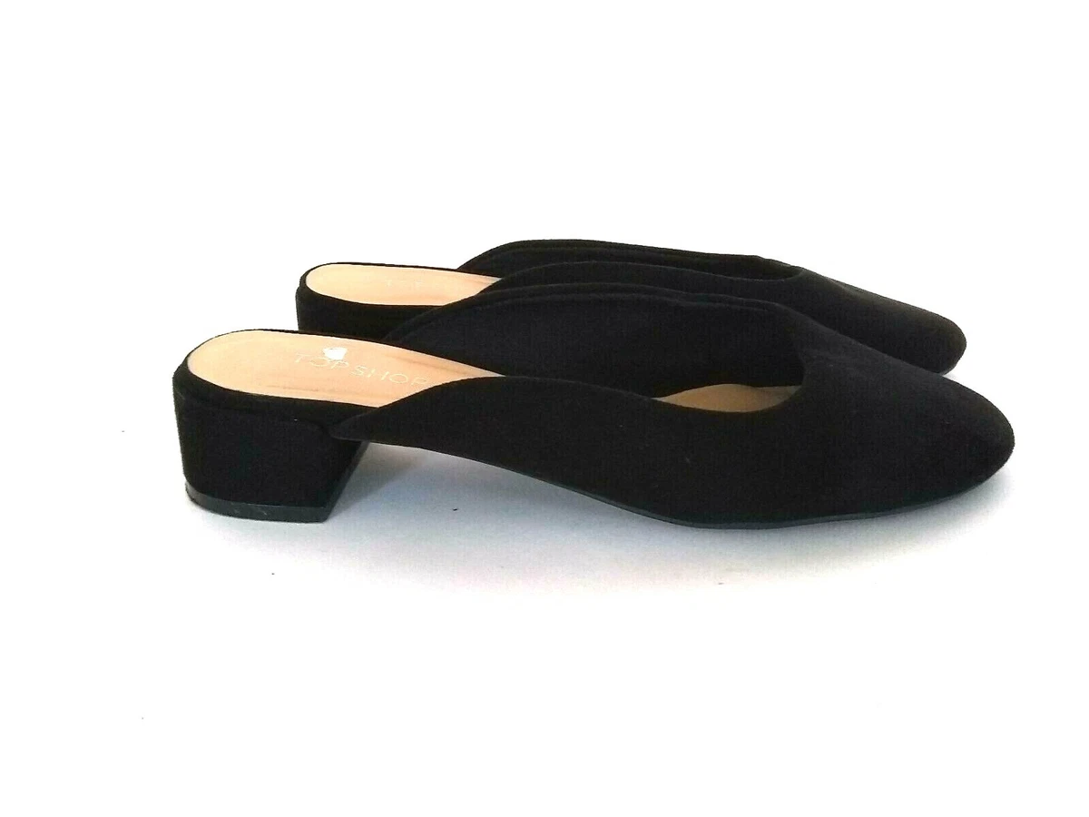 Topshop Womens Black Georgia Faux Suede Slide Mules Size EU 37 US