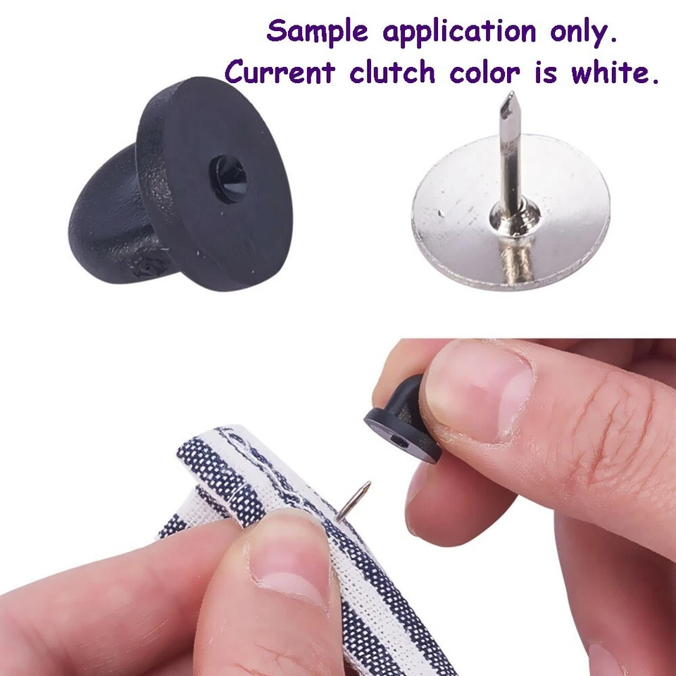 100 White RUBBER Clutches BACKS for Tie Tacks / Lapel Pins / Pin Guard / Clasp - Image 4 of 4