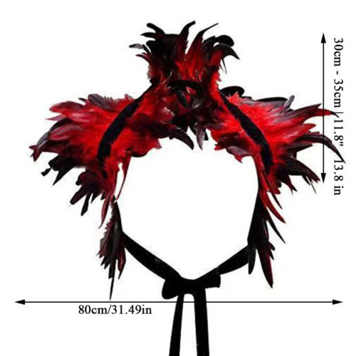 Natural Feather Shawl Costume Role Play Feather Scarf Fake Collar Bar Stage - Picture 7 of 20