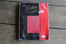 Vintage Golden Legs Red Fishnet Pantyhose One Size Fits All