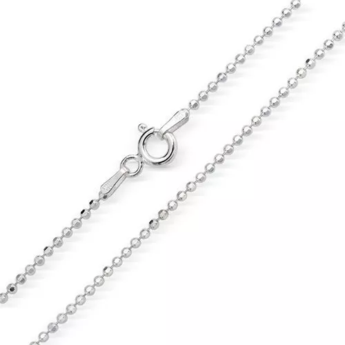 1mm STERLING SILVER 925 ITALIAN DIAMOND CUT BALL BEAD CHAIN