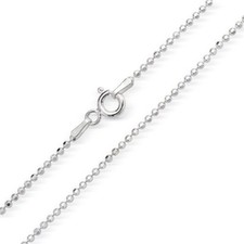 1mm STERLING SILVER 925 ITALIAN DIAMOND CUT BALL BEAD CHAIN NECKLACE JEWELLERY