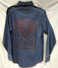 96783-07VM Camicia manica lunga originale Harley Davidson uomo denim jeans S