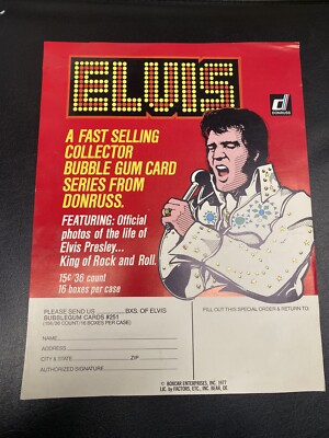 VINTAGE ORIGINAL Elvis donruss trading card order forum flyer for stores  RARE | eBay
