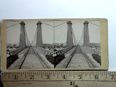Suspension Bridge Towers Niagara Falls Stereoview JP Soule c1860s Y20564