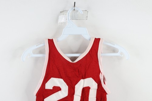 Vintage 60s 70s Boys Size 30 32 Knit Basketball Jersey Starr Red #20 USA - Picture 11 of 12
