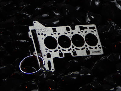 Keychain - miniature of a head gasket for BMW N20 - stainless steel