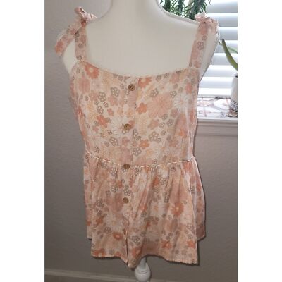 LC LAUREN CONRAD XXL Mommy & Me Tie Strap Tank Wild Flowers Smocked Back NWT