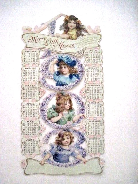Lovely 1903 Die Cut Calendar "Merry Little Misses" by "Frances Brundage" *  | eBay
