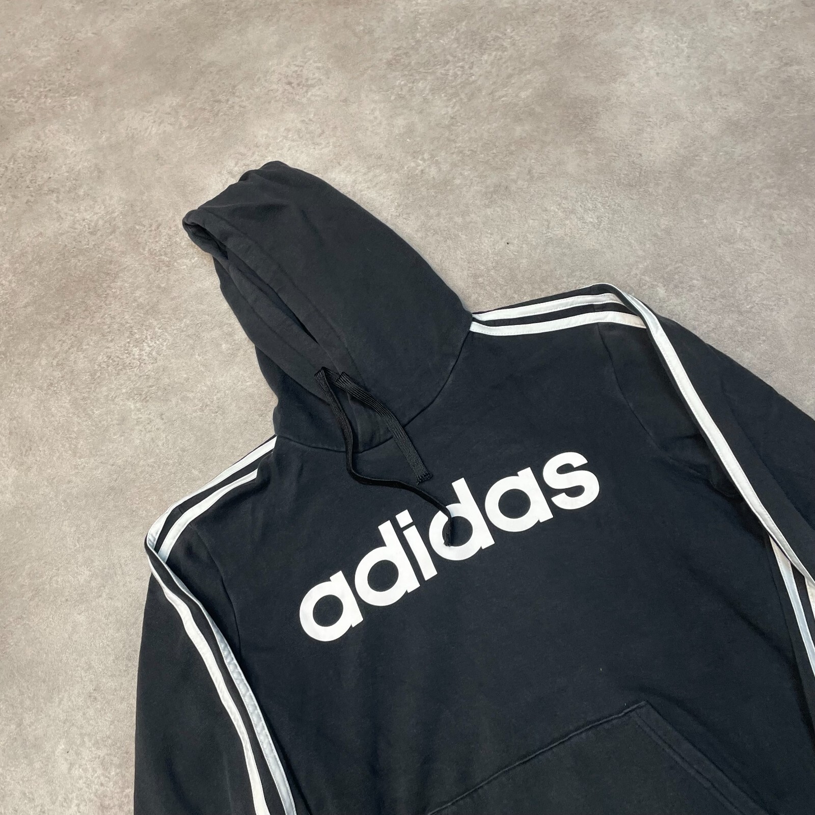 Adidas Hoodie Mens Spellout Y2K Pull Over Sweatshirt, Black, Small image 3