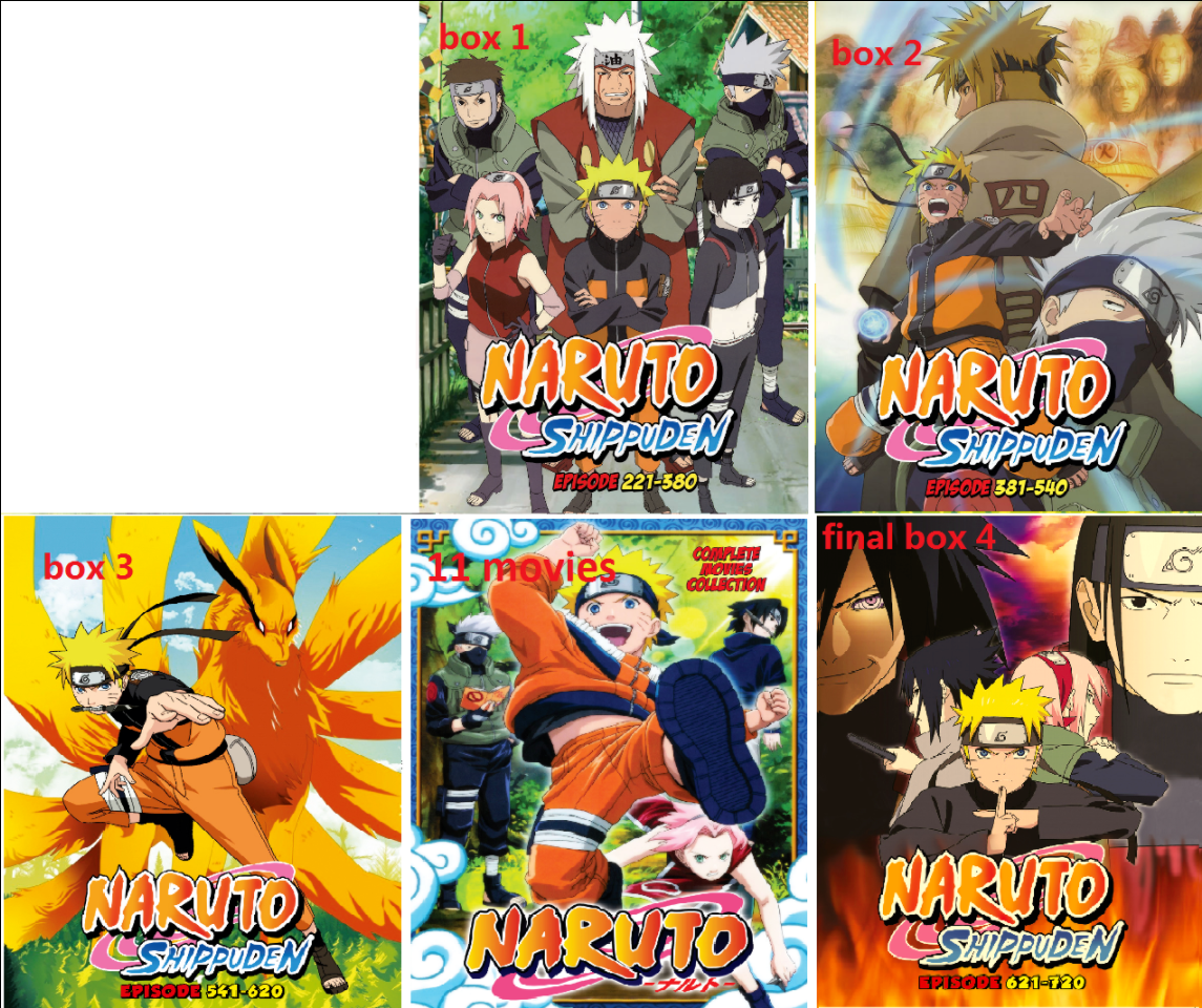 Naruto Shippuden Episodes 1 - 500 Complete Series English Dub on 54 DVDs