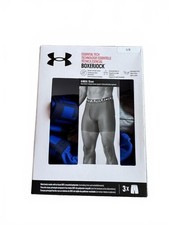 NIB Under Armour Essential Tech 6" Boxerjock 2-Pack Blue  Heather Grey Men's L