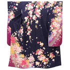 Vintage Japanese Kimono Silk | Furisode & Nagajuban Set | Black | uu1710b*