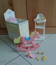 Mattel Barbie vintage Heart Family Nursery Set Bett Schaukelperd Hochstuhl ...