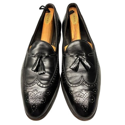 Wright Arch Preserver Men's 12 B Whippet II Black Leather Tassel Wingtip Loafers
