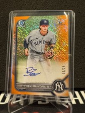 Benjamin Cowles 2022 Bowman Chrome 1st Orange Shimmer AUTO /25 Yankees #CPA-BC