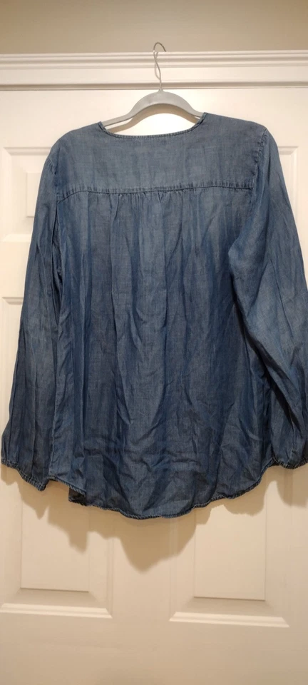 Camisa de renda vintage America Boho denim tamanho XL - Imagem 4 de 4